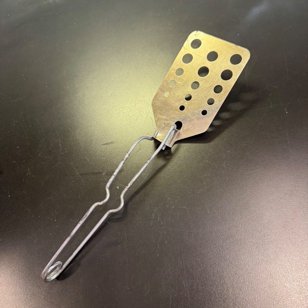 Vintage Camp Spatula Kitchen 11.5" Silver Perforated Stainless Steel Wire Handle